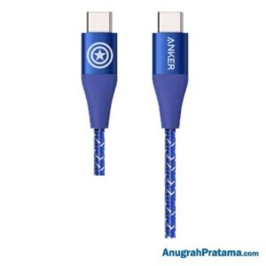 ANKER A9547 Kabel Charger x Marvel PowerLine+II USB-C to USB-C Cable 3ft - Blue