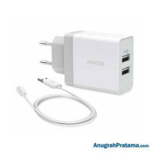 ANKER B2021 Wall Charger PowerPort 2 & 3ft/0.9m Micro USB - White