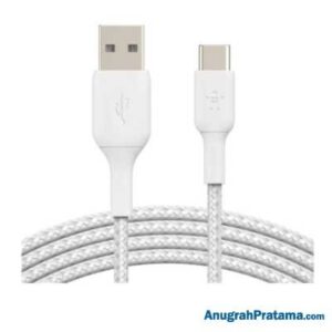 BELKIN Boost Braided Sync and Charge 12W USB-A to C Cable 1 Meter - White
