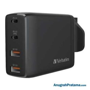 VERBATIM 4 Port 100W PD 3.0 & QC 3.0 GaN USB Charger - Black [66545]