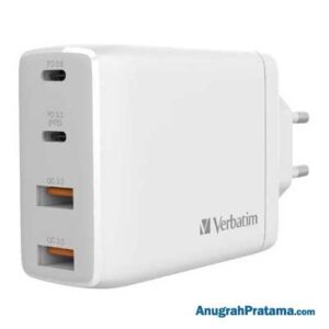 VERBATIM 4 Port 100W PD 3.0 & QC 3.0 GaN USB Charger - White [66546]