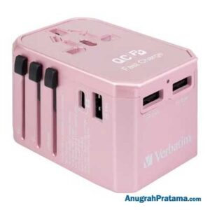 VERBATIM 4 Port Universal Travel Adaptor 40W with PD 29W - Rose Gold [66199]