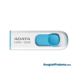 ADATA C008 32GB USB Flash Drive Capless Sliding White-Blue