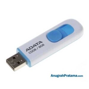 ADATA C008 8GB USB Flash Drive Capless Sliding White-Blue