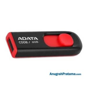 ADATA C008 8GB USB Flash Drive Capless Sliding Black-Red