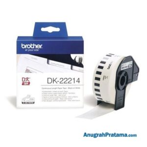 BROTHER DK-22214 Continuous Paper Label Roll (Black on White, 12mm wide)