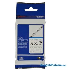 BROTHER HSe-211 Heat Shrink Tube Tape Cassette (Black on White, 5.8mm wide)