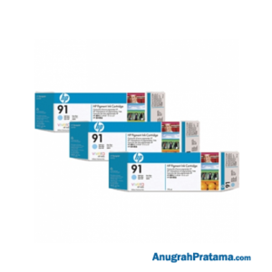 HP 91 3-pack 775-ml Light Cyan DesignJet Pigment Ink Cartridges (C9486A)