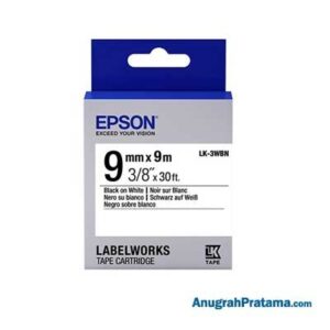 EPSON LK-3WBN 9MM Black On White Tape - C53S653501