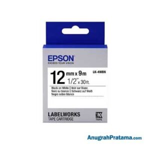 EPSON LK-4WBN 12MM Black On White Tape - C53S654501