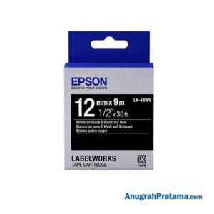 EPSON LK-4BWV 12MM White On Black Tape - C53S654505