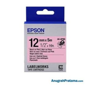 EPSON LK-4PBQ 12MM Black On Pink Iron-On - C53S654509