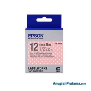 EPSON LK-4EAY 12MM Gray On Polkadot Pink Tape - C53S654512