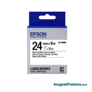 EPSON LK-6WBN 24MM Black On White Tape - C53S656501
