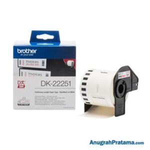 BROTHER DK-22251 Continuous Paper Label Roll (Black and Red on White, 62mm)
