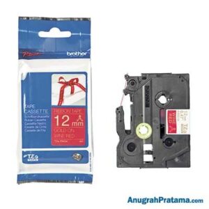 BROTHER TZe-RW34 Ribbon Tape Cassette (Gold on Wine Red, 12mm)