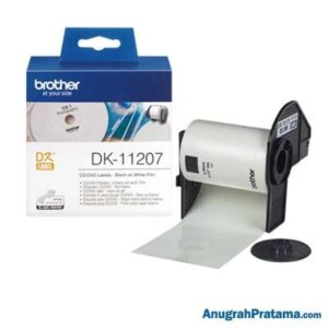 BROTHER DK-11207 CD/DVD Film Label Roll (Black on White, 58mm diameter)