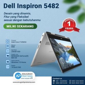 DELL Inspiron 5482 2-in-1 (Core i7-8565U, 8GB, 256GB SSD, VGA 2GB, Win 10, 14 Inch, Grey) Notebook