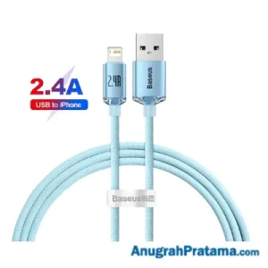BASEUS Crystal Shine USB Charger to Lightning Cable Fast Charging 2.4A 1M - Blue