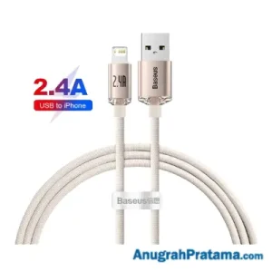 BASEUS Crystal Shine USB Charger to Lightning Cable Fast Charging 2.4A 1M - Pink