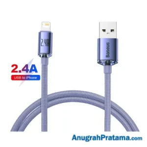 BASEUS Crystal Shine USB Charger to Lightning Cable Fast Charging 2.4A 1M - Purple
