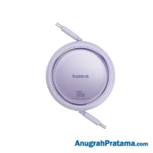 BASEUS Free2Draw USB Charger Type C to Type C Mini Retractable Fast Charging Cable 100W 1M - Purple