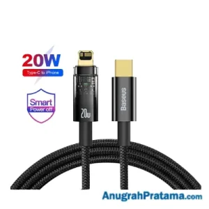 BASEUS USB Charger Automatic Power-Off Type C to Lightning Cable 1M - Black