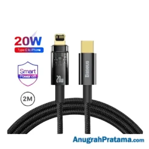 BASEUS USB Charger Automatic Power-Off Type C to Lightning Cable 2M - Black