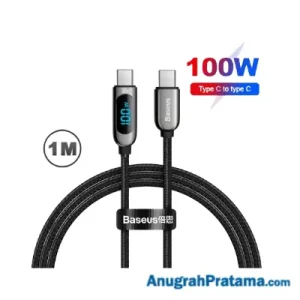 BASEUS USB Charger LED Display Type C to Type C Cable Fast Charging 100W 1M - Black