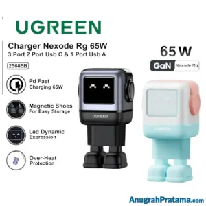 UGREEN Wall Charger Adapter USB Type C USB A Nexode Robot PD Fast Charging 65W