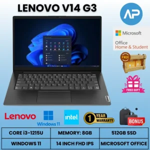 LENOVO V14 G3 (Core i3-1215U, 8GB, 512GB SSD, Win 11 + OHS, 14 Inch, Grey) Laptop – 82TS00N9ID