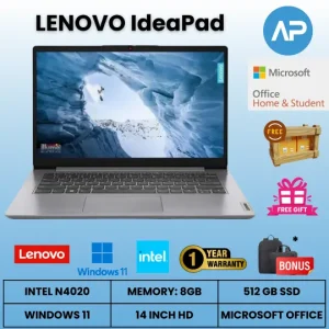 LENOVO IdeaPad (Intel N4020, 8GB, 512GB SSD, Win 11 + OHS, 14 Inch, Cloud Grey) Laptop – 82V6008BID
